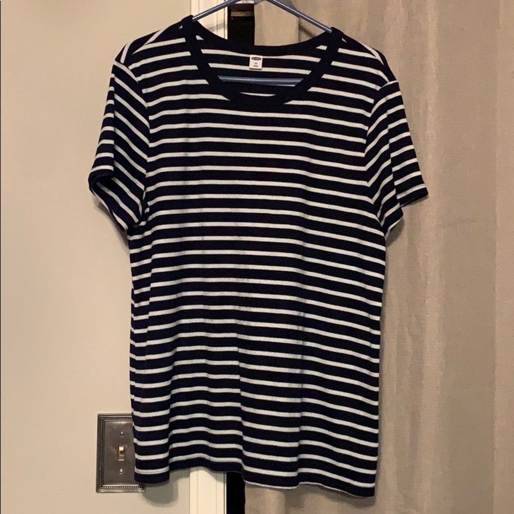 Old navy blue and white striped shirt